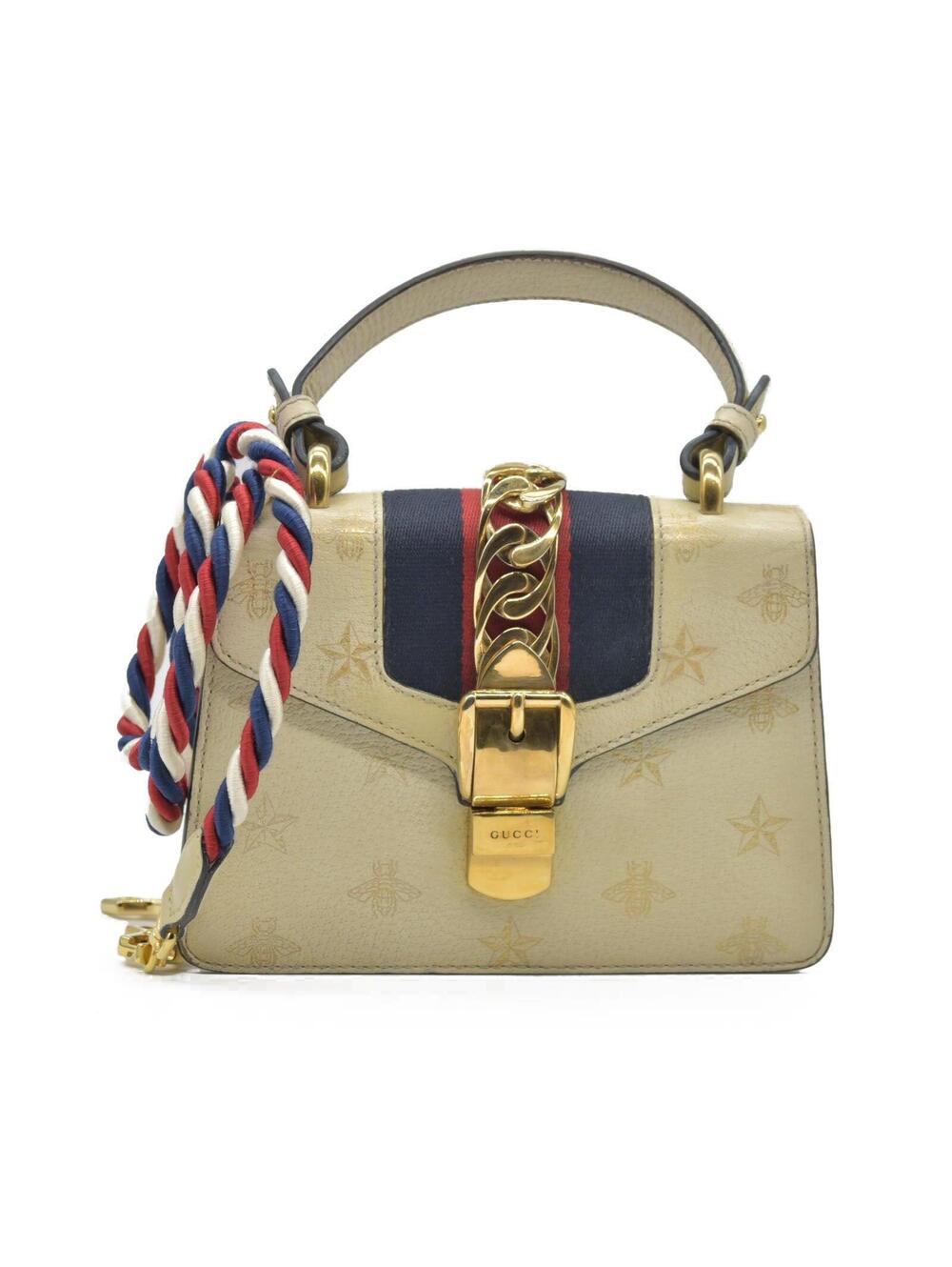 $2,590 Gucci Calfskin Small Sylvie Shoulder Bag Off White